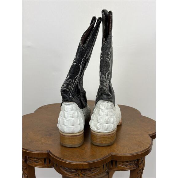 Rebelde Black White Alligator Western Boots Caiman Skin Mens 11.5 Mexico main image 14